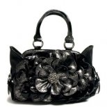 супер сладка малка черна чанта с цвете и кристали