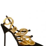 Черни обувки със златни декоративни каишки
