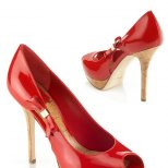 Диор Старлет обувки с платформа червена лачена кожа