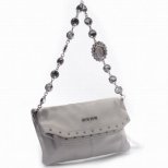 Миу Миу - бялиа малка чанта с метална дръжка с камъни