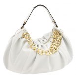 Бяла малка чанта със златиста ве