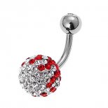 Обеца за Пъп с Бели и Червени Камъни