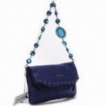 Миу Миу малка чанта със сини камъни на дръжката