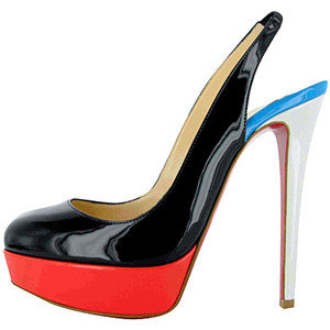 Обувки на висок ток лачена кожа - черно, червено, синьо