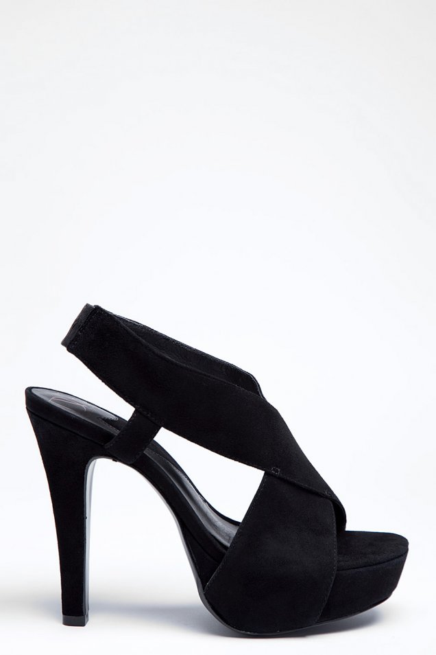 Елегантни черни велурени обувки на висок ток