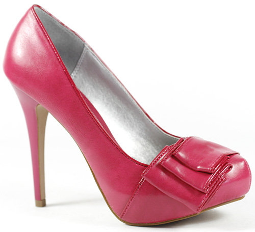 Розови обувки на висок ток с нагъната ивица