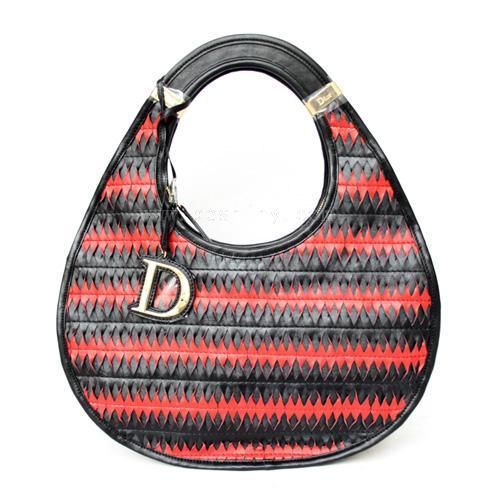Christian Dior чанта агнешка кожа в черно и червено
