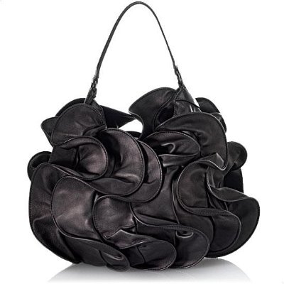 Валентино черна кожена чанта с къса дръжка