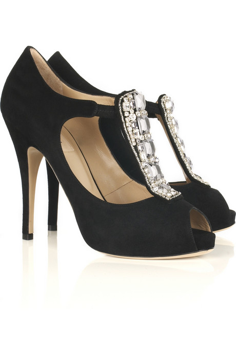 Валентино украсени с диаманти обувки на ток с отворени пръсти