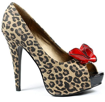 Леопардови обувки с отворени пръсти и червено цвете