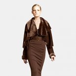 Кафява рокля до коляно с кожено болеро Предесенна колекция Icons от Diane von Furstenberg 2011