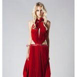 Roberto Cavalli 2011 червена дълга коктейлна рокля