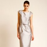 Строга изчистена рокля сив металик Предесенна колекция Carolina Herrera 2011
