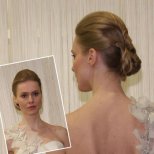 Кок с усукани кичури от последната сватбена колекция на Badgley Mischka