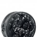 Кръгла кожена чанта с голямо текстилно цвете Chanel Есен-Зима 2011