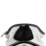 Малка чанта през дръжки бяла с черни пискюли Burberry Есен-Зима 2011