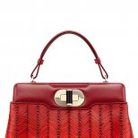 Кожена делова чанта с къса дръжка червено преливащо към оранжево Bulgari Есен-Зима 2011