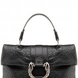 Кожена делова чанта с красива катарама черна Bulgari Есен-Зима 2011