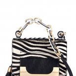 Малка квадратна чанта с пискюл и голяма катарама зебров принт Diane von Furstenberg Есен-Зима 2011