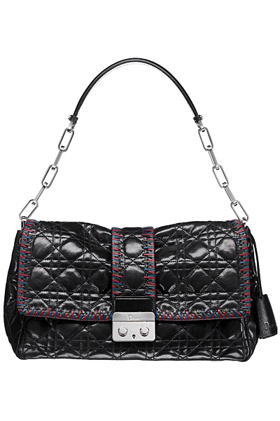 Малка чанта с къса дръжка черна кожа с цветни шевове Dior Зима 2011