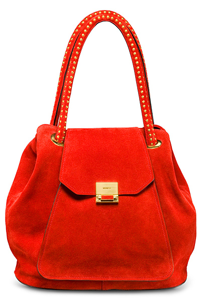 Ярко червена велурена чанта голяма Kenzo Зима 2011