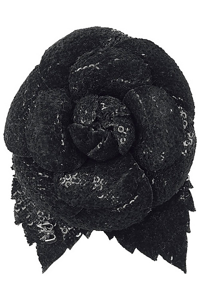 Декоративно текстилно цвете в черно Chanel за есен и зима 2011