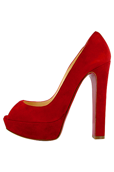 Червени велурени обувки на висок ток с отворени пръсти Christian Louboutin Есен-Зима 2011