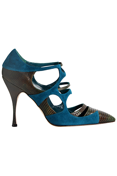Обувки на ток сини изрязани Manolo Blahnik за Есен-Зима 2011