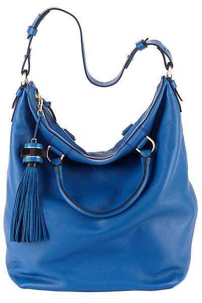 Голяма чанта от синя кожа с пискюл Diane von Furstenberg Есен-Зима 2011