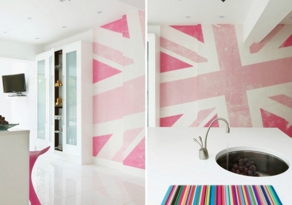 кухня в розово - стена в розово