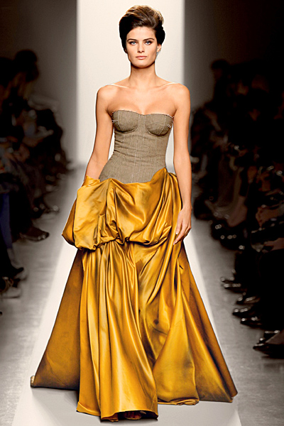 Bottega Veneta Есен-Зима 2011 дълга рокля сиво и жълто