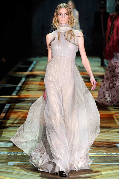 Сива дълга рокля без ръкави Есен-Зима 2011 Roberto Cavalli