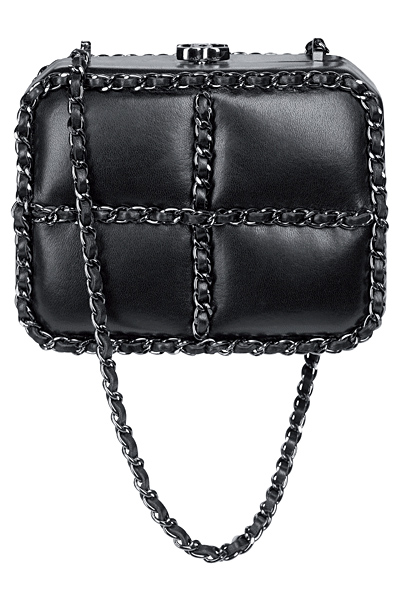 Почти квадратна парти чанта с дръжка кожа и верижка Chanel Есен-Зима 2011