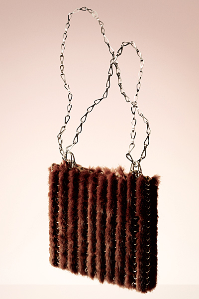 Малка чанта с косъм цвят керемида Paco Rabanne за Есен-Зима 2011