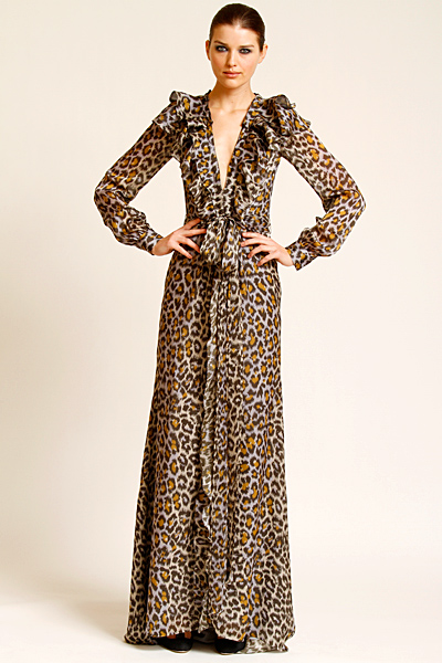 Дълга рокля леопардов принт с дълоко деколте Предесенна колекция Carolina Herrera 2011