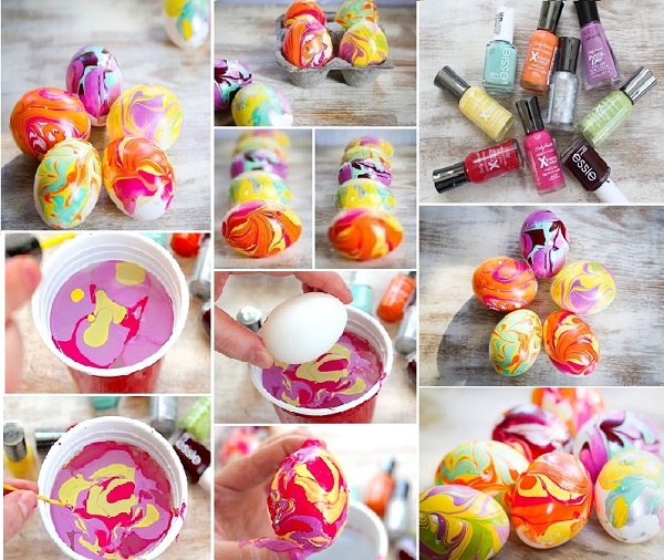 Боядисване на яйца с лак за нокти