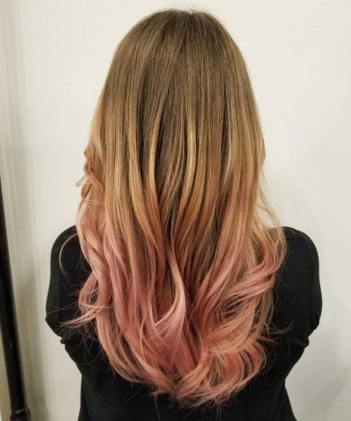омбре на руса коса с розово