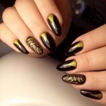 маникюр черно злато