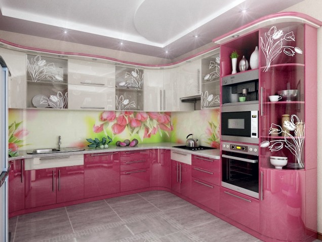 цветна розова кухня