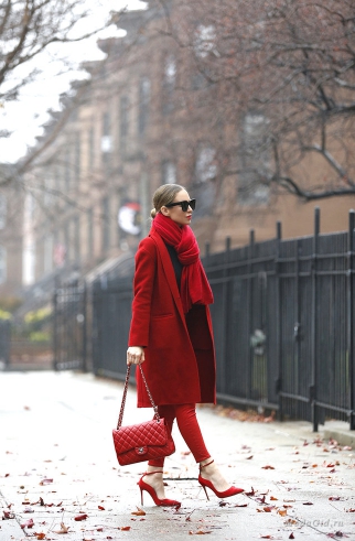 комбинация червено палто с шал