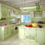 кухня в бледозелено
