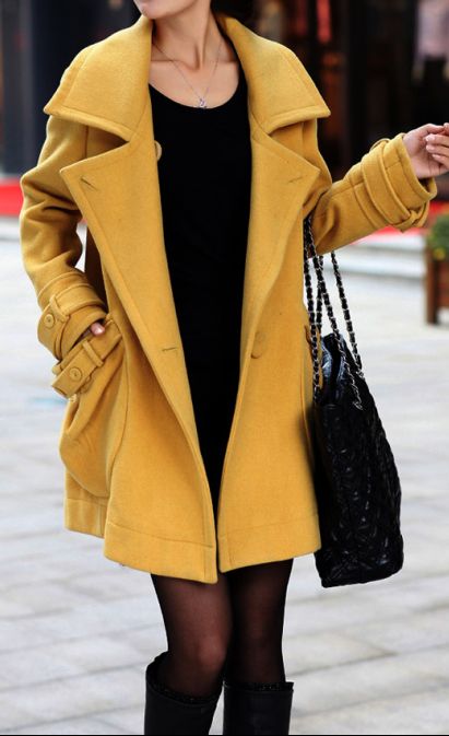 модерно палто цвят горчица