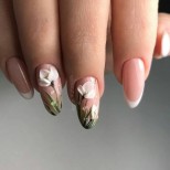 3D маникюр бели цветя