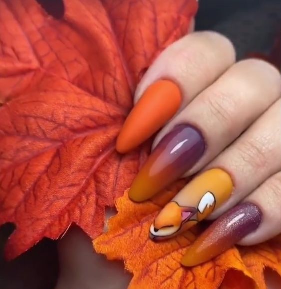 маникюр градиент есенни цветове