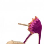 Красиви велурени сандали на ток с лилава пета Rupert Sanderson пролет-лято 2012