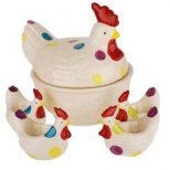 Декоративен порцелан кокошка с пиленца за яйца