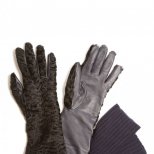 Черни ръкавици с лицева кожа Rochas есен-зима 2011
