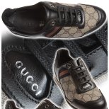 Спортни обувки Gucci с черна кожа и текстил с gucci принт пролет-лято 2012