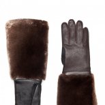 Кафяви кожени ръкавици с продължение от лицева кожа Marni есен-зима 2011