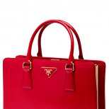 Червена кожена чанта с къси дръжки Prada Пролет-Лято 2012